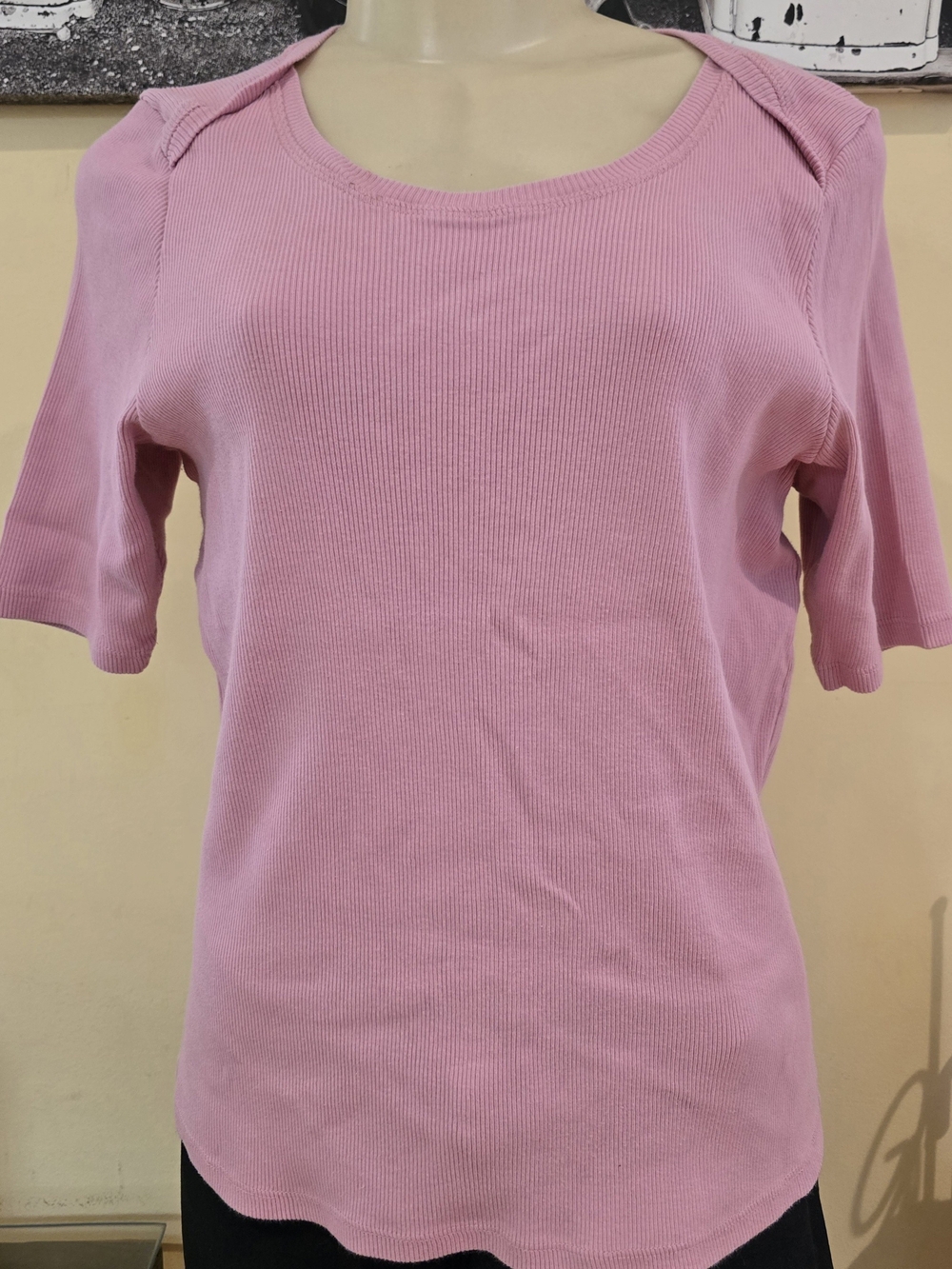 Women’s Sundance Pink Ribbed Short-Sleeve Top Sz XL